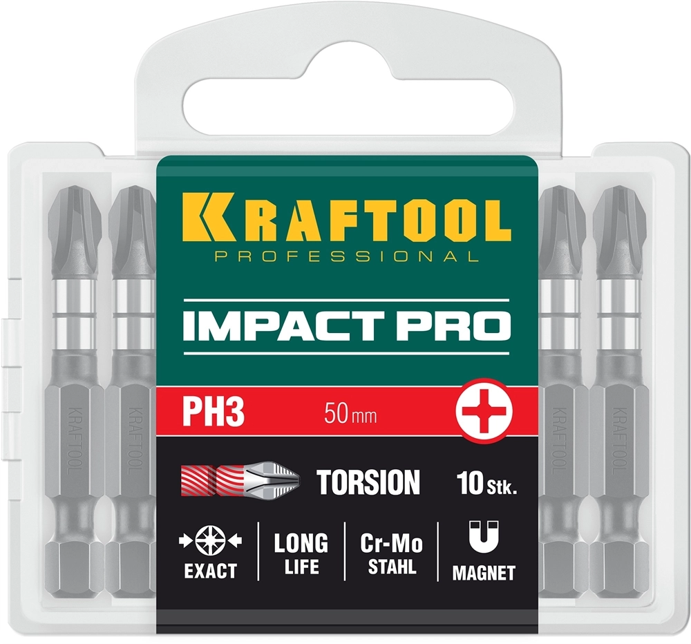 KRAFTOOL Impact PH 3, 50 мм, 10 шт, Ударные биты (26191-3-50-S10) zb  26191-3-50-s10
