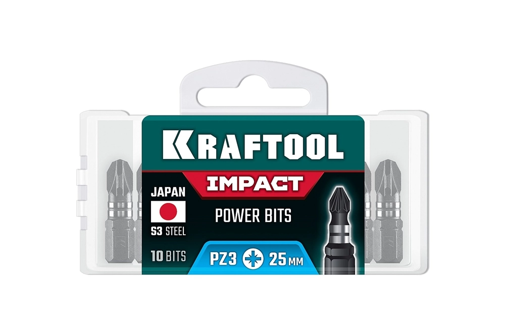 KRAFTOOL Impact PZ 3, 25 мм, 10 шт, ударные биты (26193-3-25-S10) zb  26193-3-25-s10