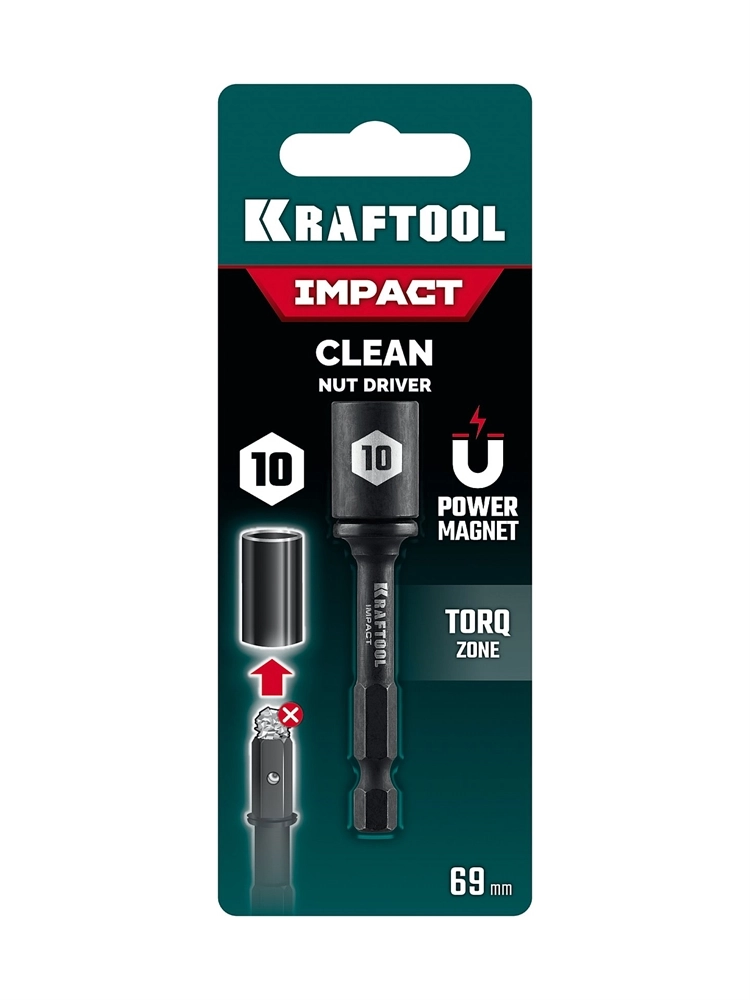 KRAFTOOL CLEAN “Nut driver”, 10 мм, бита с торцовой головкой (26371-10) zb  26371-10