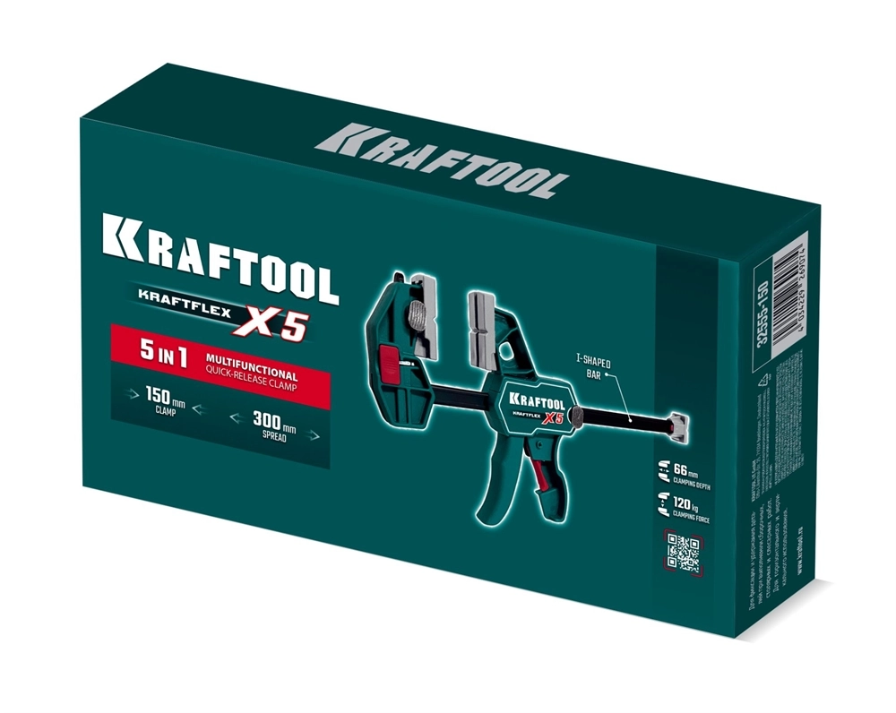 KRAFTOOL KRAFTFLEX X5 150, 150 х 66 мм, многофункциональная струбцина для направляющих шин (32555-150) zb  32555-150