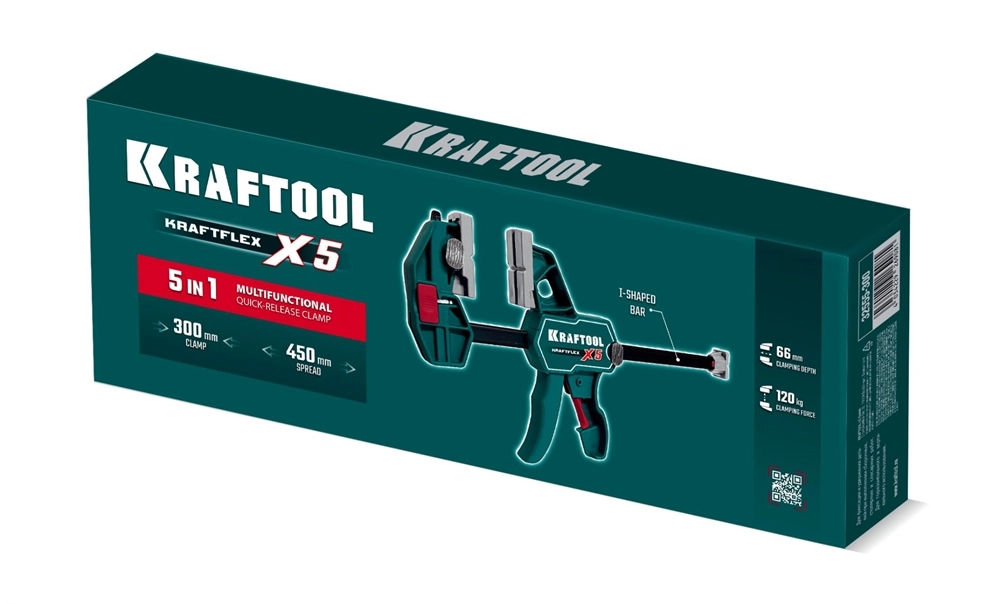 KRAFTOOL KRAFTFLEX X5 300, 300 х 66 мм, многофункциональная струбцина для направляющих шин (32555-300) zb  32555-300