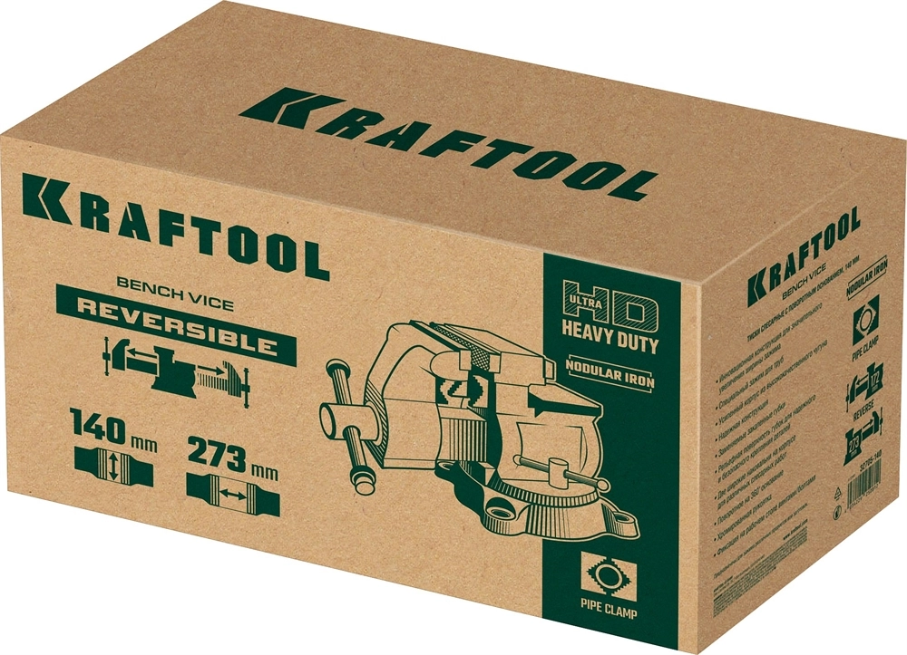 KRAFTOOL Reversible 140 мм, расход 273 мм, Слесарные тиски (32705-140) zb  32705-140