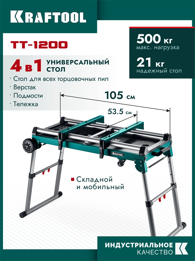 KRAFTOOL TT-1200, 1070x440х770 мм, многофункциональный складной стол (38781) zb  38781