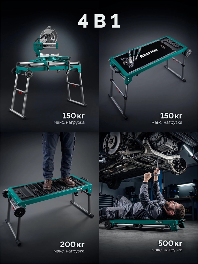 KRAFTOOL TT-1200, 1070x440х770 мм, многофункциональный складной стол (38781) zb  38781