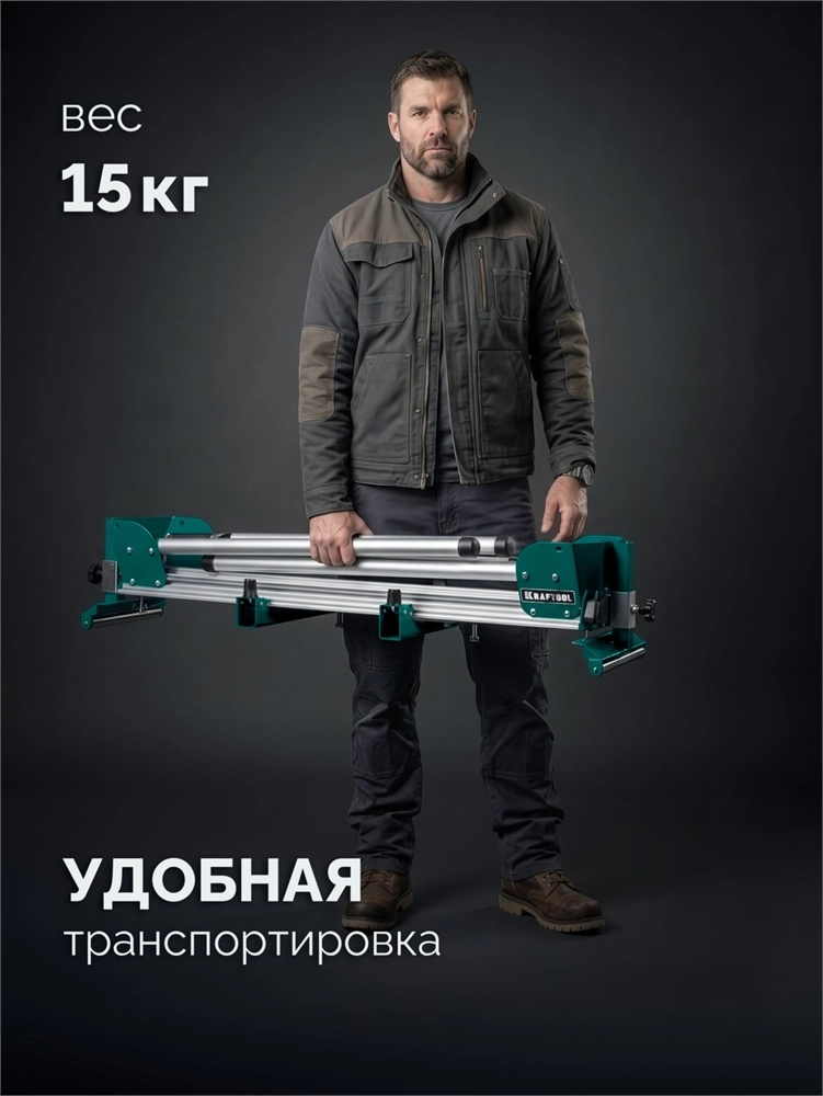 KRAFTOOL MSA-1200, (1120-2650)х765х970 мм, алюминиевый стол для торцовочных пил без ручки и колес (38782-1) zb  38782-1