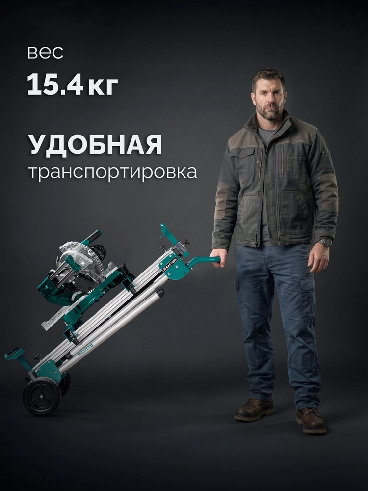 KRAFTOOL MSA-1200 U, (1120-2650)х765х970 мм, алюминиевый мобильный стол для торцовочных пил с ручкой и колесами (38782-2) zb  38782-2