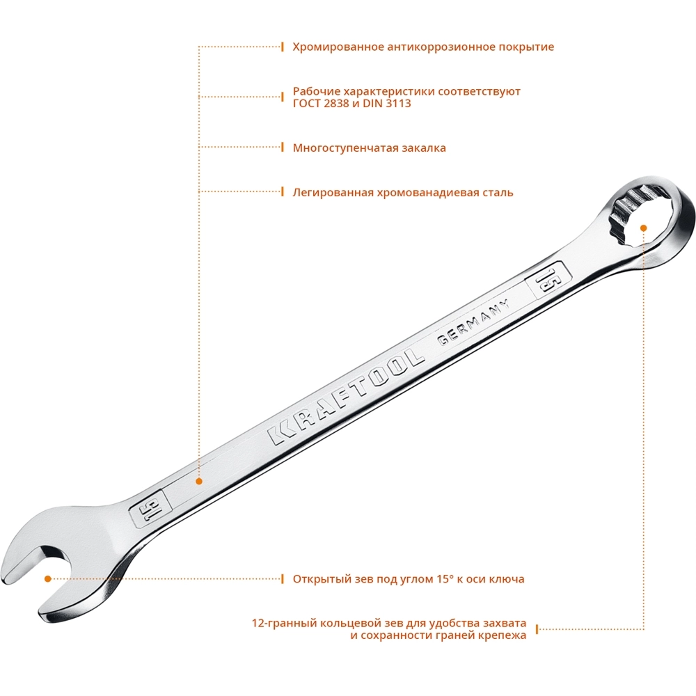 KRAFTOOL 15 мм, комбинированный гаечный ключ (27079-15) zb  27079-15_z01