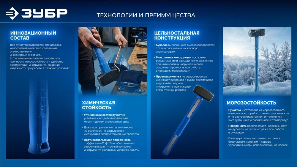 ЗУБР Терминатор 2 кг, цельностальная кувалда, Профессионал (20113-2) zb  20113-2