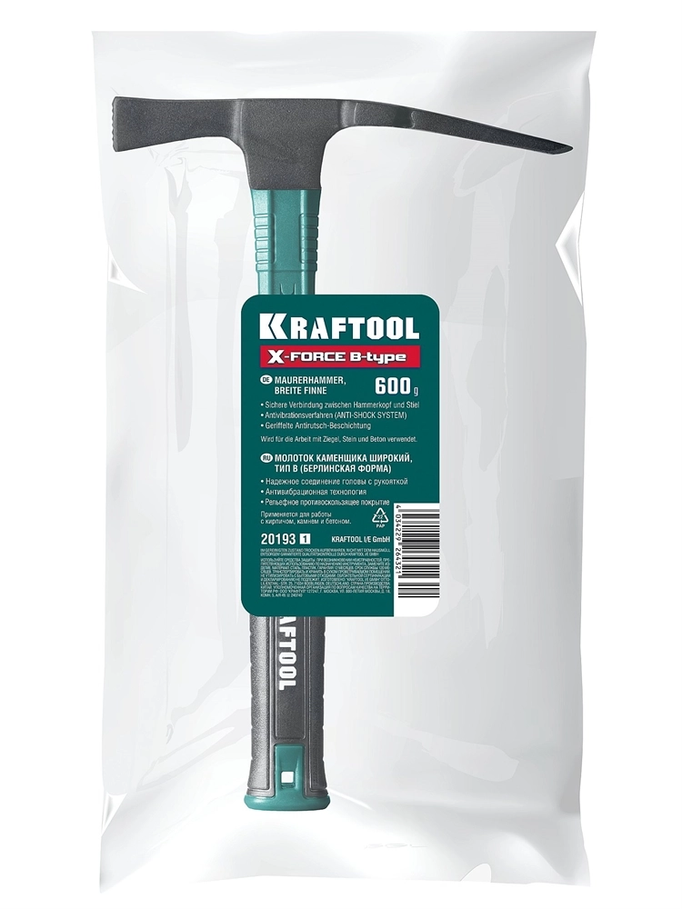KRAFTOOL X-FORCE B 600 г, молоток каменщика широкий (20193) zb  20193_z01