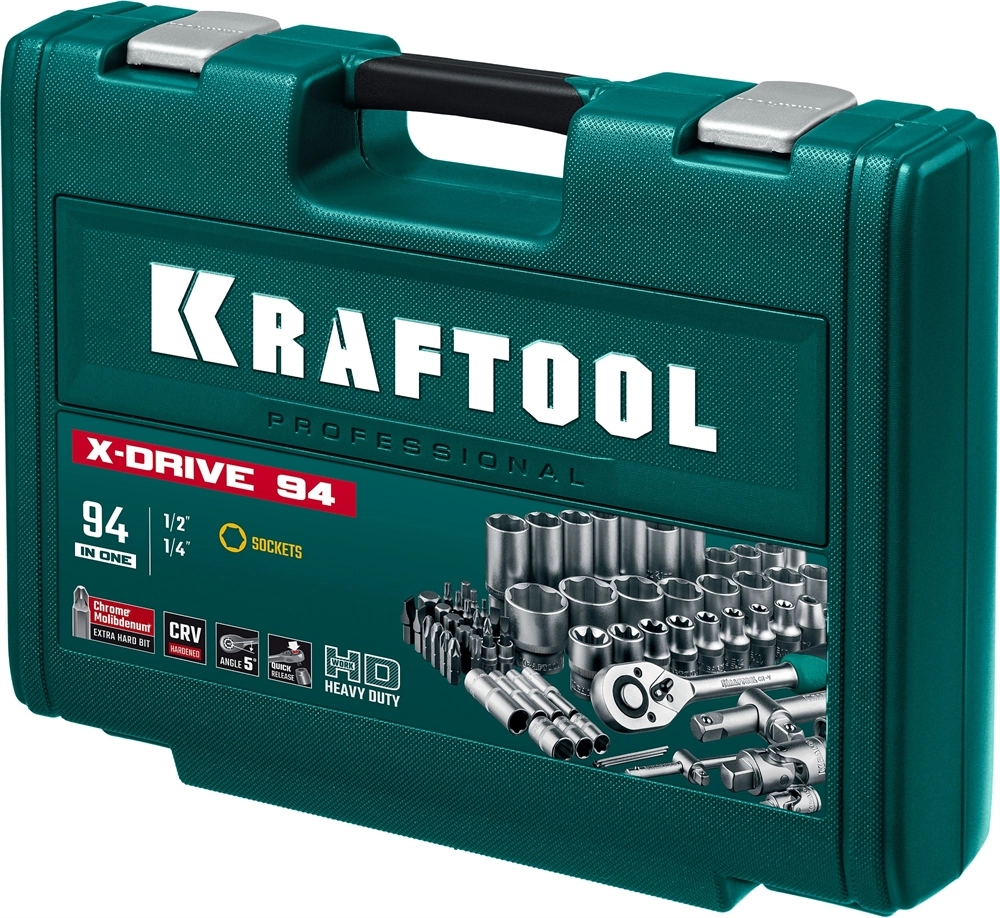 KRAFTOOL X-Drive 94, 94 предм., (1/2″+1/4″), универсальный набор инструмента (27883-H95) zb  27883-h95_z03