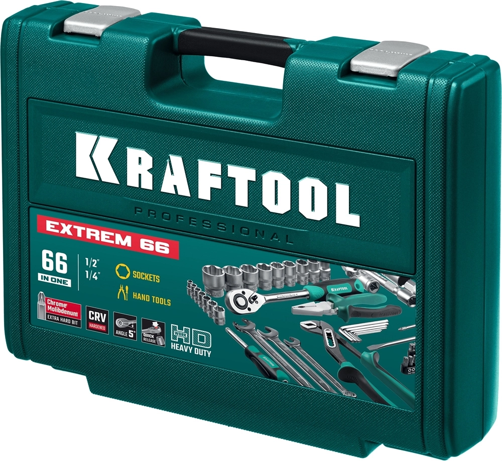 KRAFTOOL EXTREM-66, 66 предм., (1/2″+1/4″), универсальный набор инструмента (27976-H66) zb  27976-h66_z01