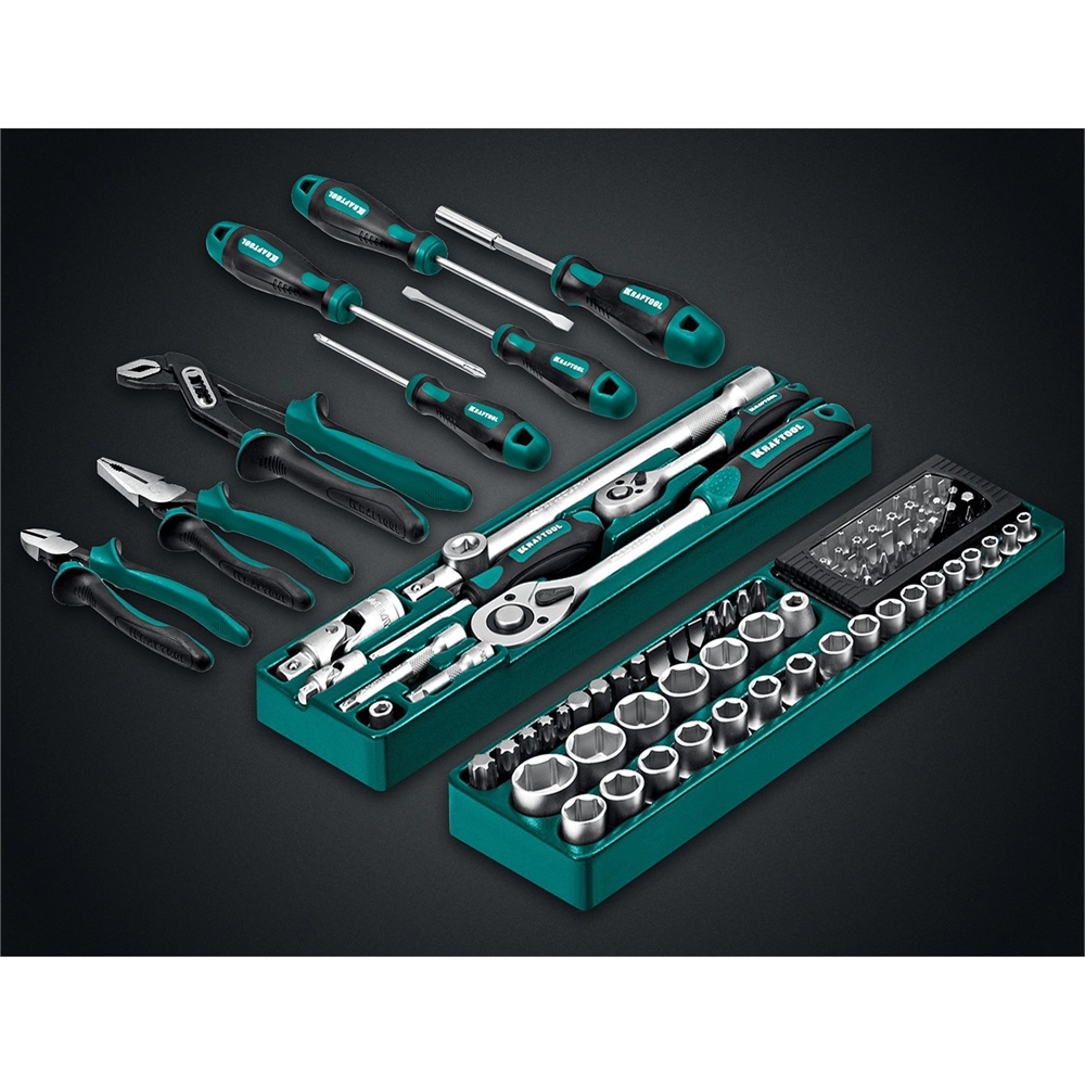 KRAFTOOL GRAND-99, 99 предм., (1/2″+1/4″), Универсальный набор инструмента (27978-H99) zb  27978-h99