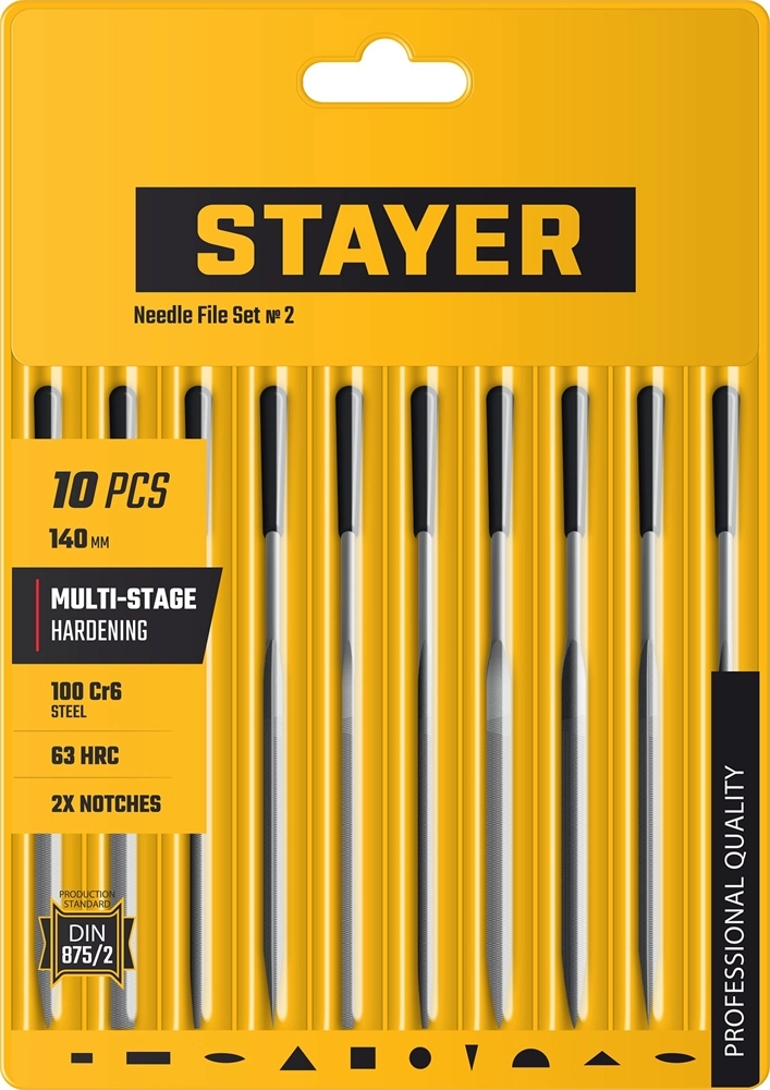 STAYER 140 мм, 10 предм., набор надфилей, Professional (16011-H10) zb  16011-h10_z02