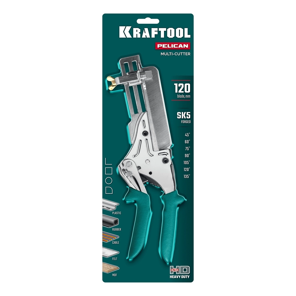 KRAFTOOL PELIKAN 120 до 120 мм, Удлиненные угловые ножницы для пластмассовых и резиновых профилей (23370) zb  23370