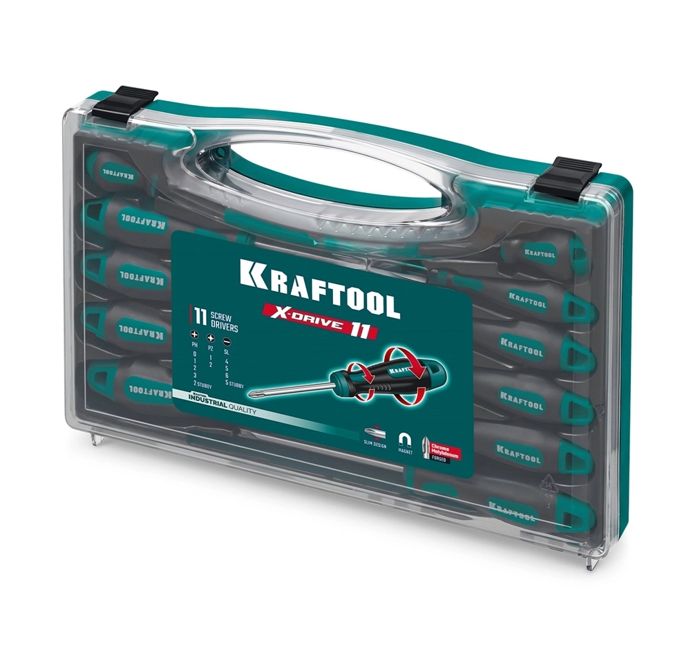 KRAFTOOL X-Drive 11, 11 шт., в кейсе, набор отверток (25811) zb  25811