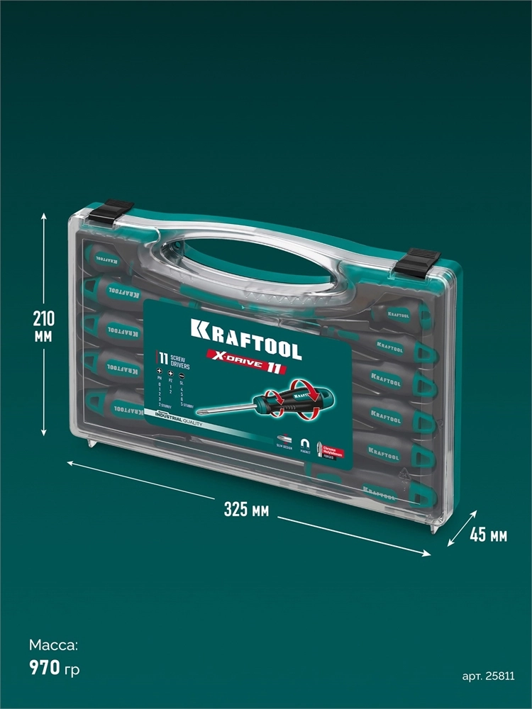 KRAFTOOL X-Drive 11, 11 шт., в кейсе, набор отверток (25811) zb  25811
