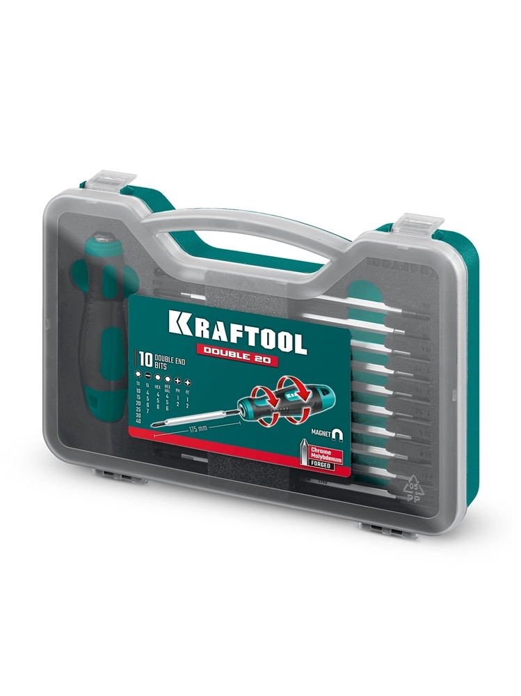 KRAFTOOL Double 20, 20 шт, набор: отвертка с переставными стержнями (25817) zb  25817