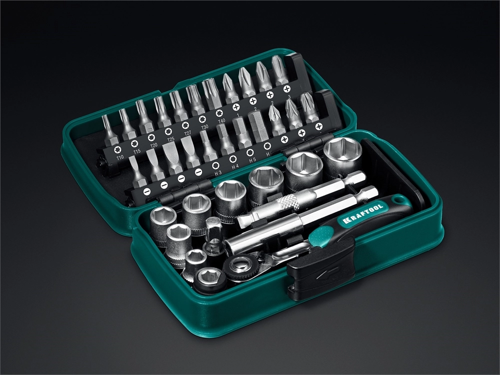 KRAFTOOL X-Drive 35, 35 предм., универсальный набор инструмента 1/4″ (27974) zb  27974