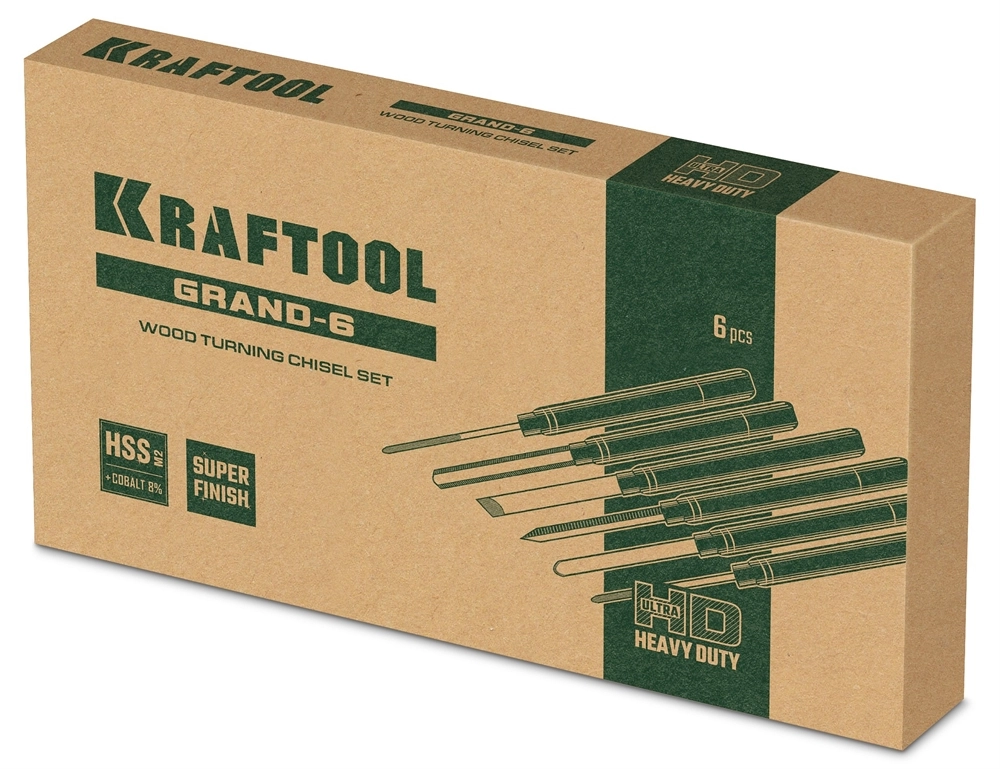 KRAFTOOL Grand-6 6 предм., набор токарных резцов по дереву (18368) zb  18368