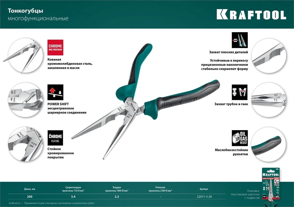 KRAFTOOL KraftMax, 200 мм, тонкогубцы (22011-3-20) zb  22011-3-20_z01