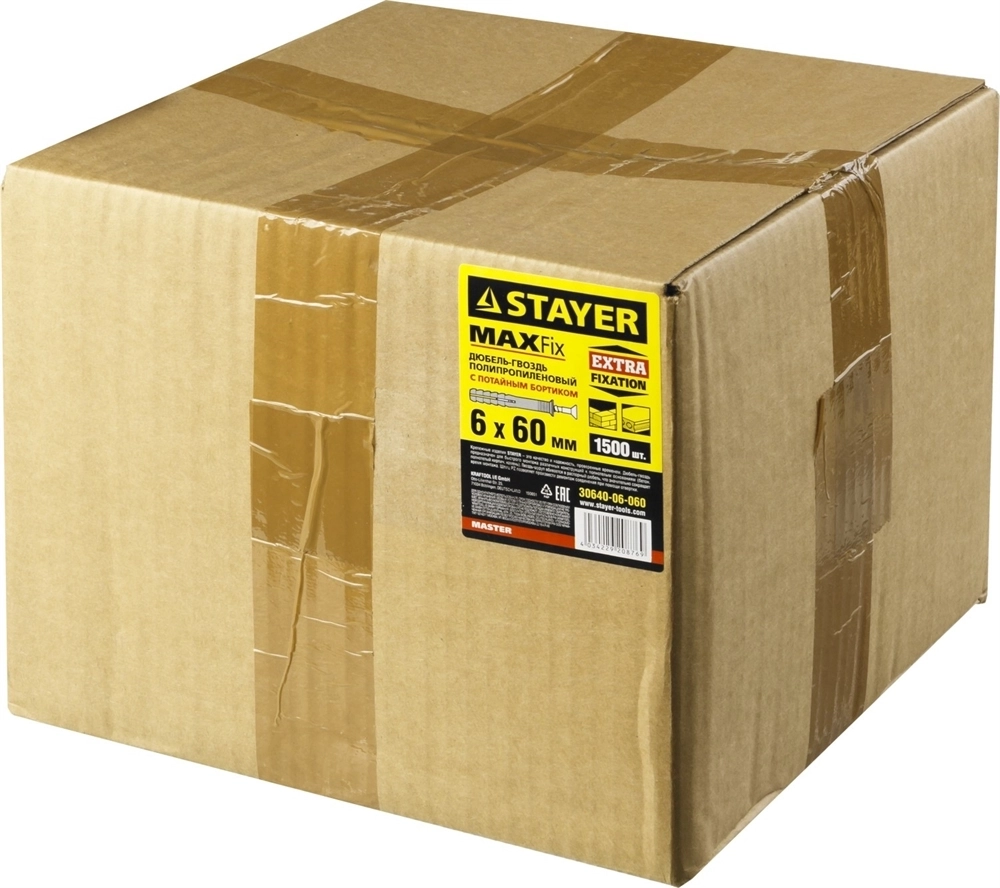 STAYER  6 х 60 мм, потайной бортик, 1500 шт, дюбель-гвоздь (30640-06-060) 30640-06-060