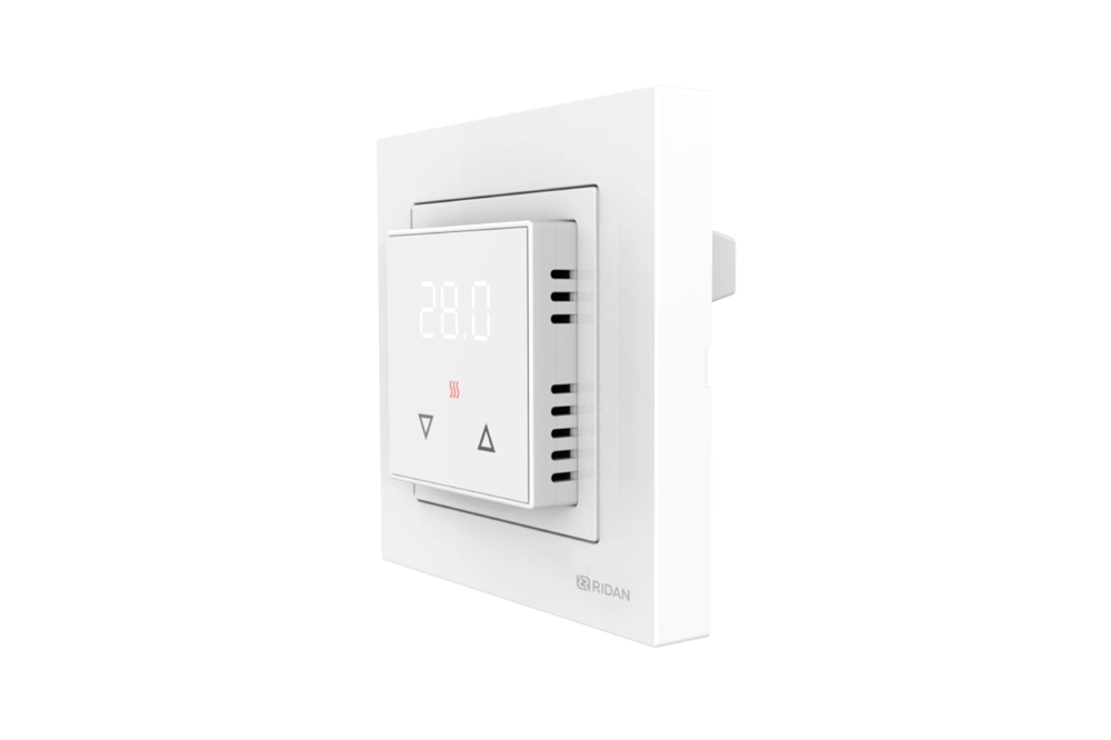 21RT0103R — Терморегулятор Ridan Room (комнатный), белый, IP 21, размеры 84 x 84 x 50 мм, диапазон регулирования температуры 5...40 °С 21rt0103r
