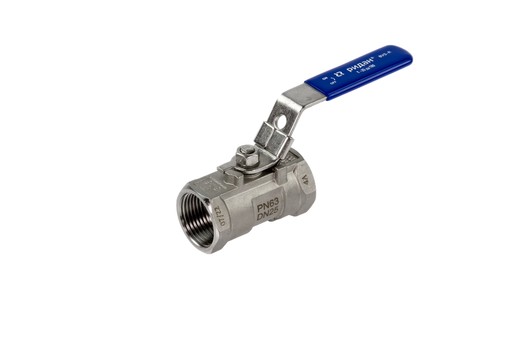 Ридан BVS-R 082X4602R — Шаровый кран резьбовой DN15 PN63, с рукояткой, корпус — коррозионностойкая сталь, шар — коррозионностойкая сталь AISI316; уплотнение по шару R-PTFE (15% C) 082x4602r