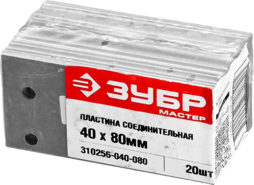ЗУБР  ПС-2.0, 40 x 80 x 2 мм, цинк, соединительная пластина (310256-040-080) 310256-040-080