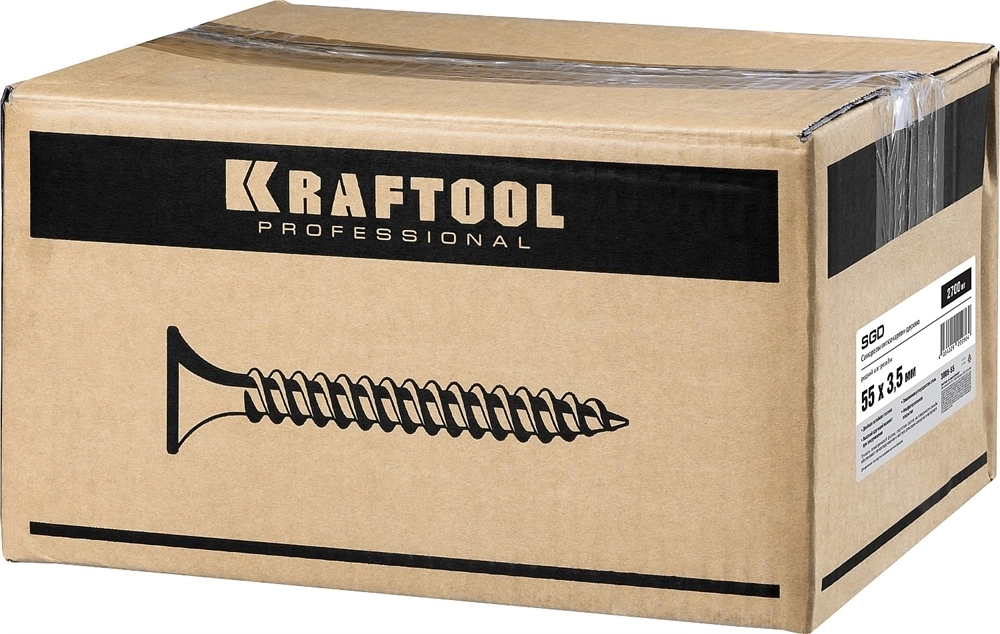 KRAFTOOL  СГД, 55 х 3.5 мм, фосфатированное покрытие, 2700 шт, саморез гипсокартон-дерево (3005-55) 3005-55