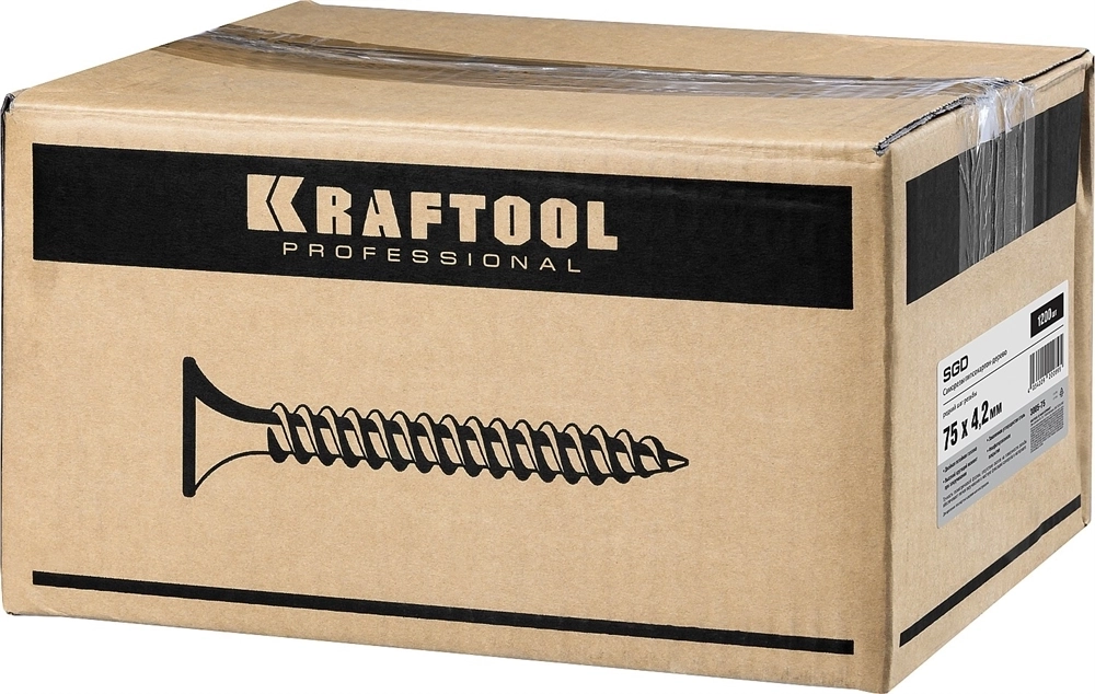 KRAFTOOL  СГД, 75 х 4.2 мм, фосфатированное покрытие, 1200 шт, саморез гипсокартон-дерево (3005-75) 3005-75