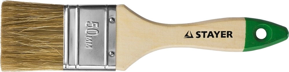 STAYER  LASUR, 50 мм, 2″, смешанная щетина, деревянная ручка, для высокотекучих ЛКМ, плоская кисть (01031-50) 01031-50