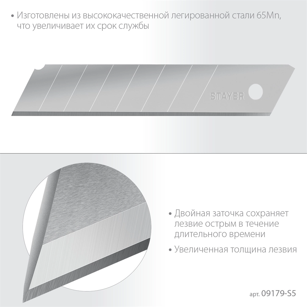 STAYER  25 мм, 5 шт, сегментированные лезвия, Professional (09179-S5) 09179-S5