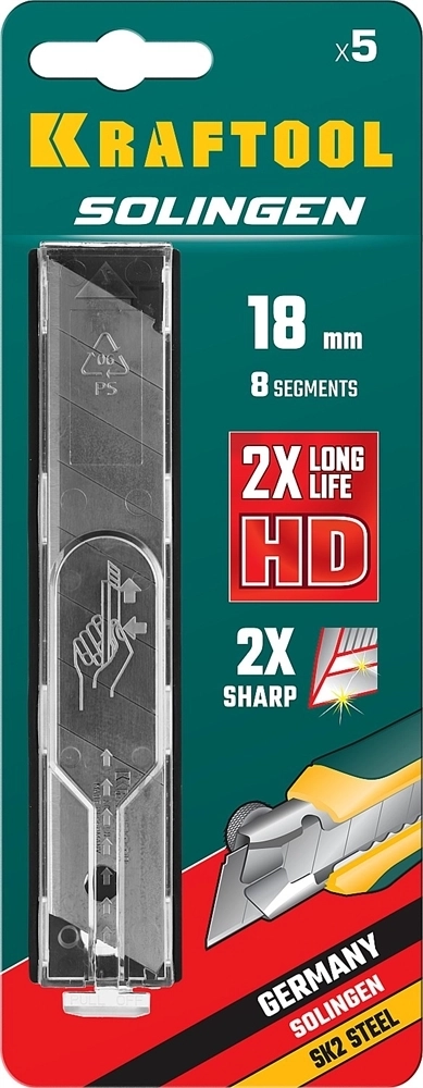 KRAFTOOL  18 мм, 5 шт, сегментированные лезвия (09605-18-S5) 09605-18-S5_z02