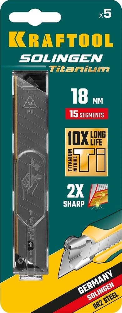 KRAFTOOL  18 мм, 5 шт, сегментированные лезвия (09606-TIN-18-S5) 09606-TIN-18-S5_z02