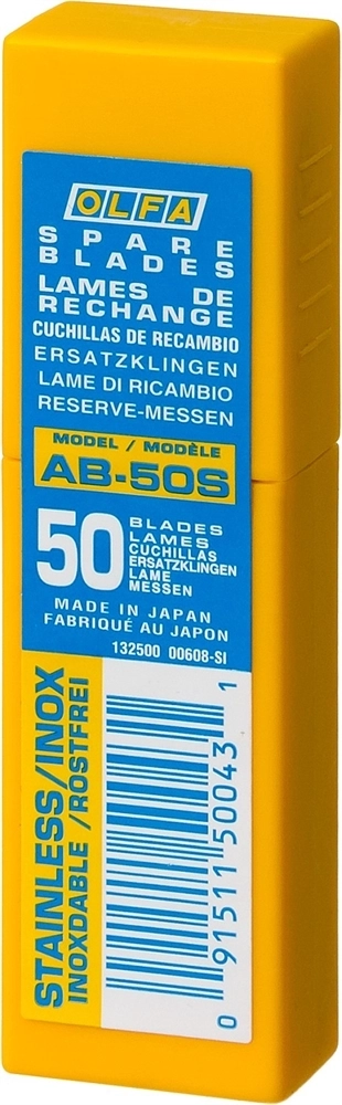 OLFA  9 х 80 х 0.38 мм, 50 шт, сегментированные лезвия (OL-AB-50S) OL-AB-50S