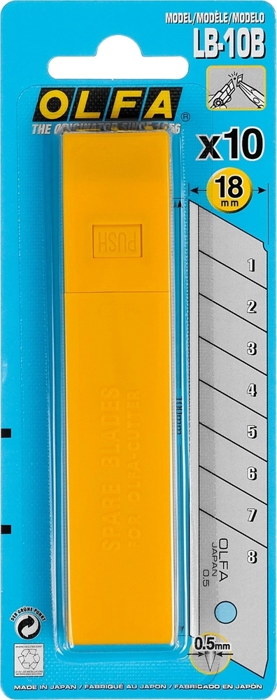 OLFA  18 х 100х 0.5 мм, 10 шт, сегментированные лезвия (OL-LB-10B) OL-LB-10B