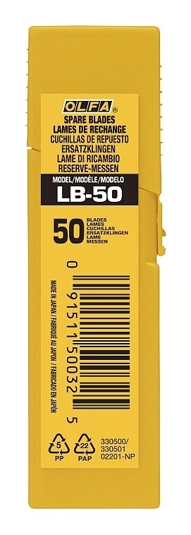 OLFA  18 мм, 50 шт, в боксе, сегментированные лезвия (OL-LB-50) OL-LB-50