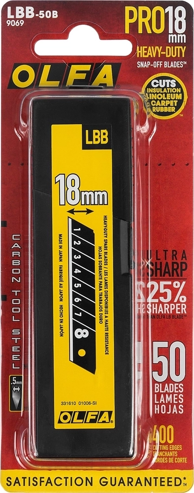 OLFA  EXCEL BLACK, 18 х 100 х 0.5 мм, 50 шт, сегментированные лезвия (OL-LBB-50B) OL-LBB-50B