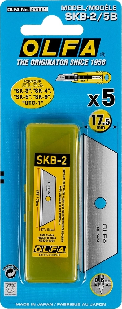 OLFA  SK-4, 5 шт, 17.5 мм, из нержавеющей стали, трапециевидное лезвие (OL-SKB-2/5B) OL-SKB-2/5B