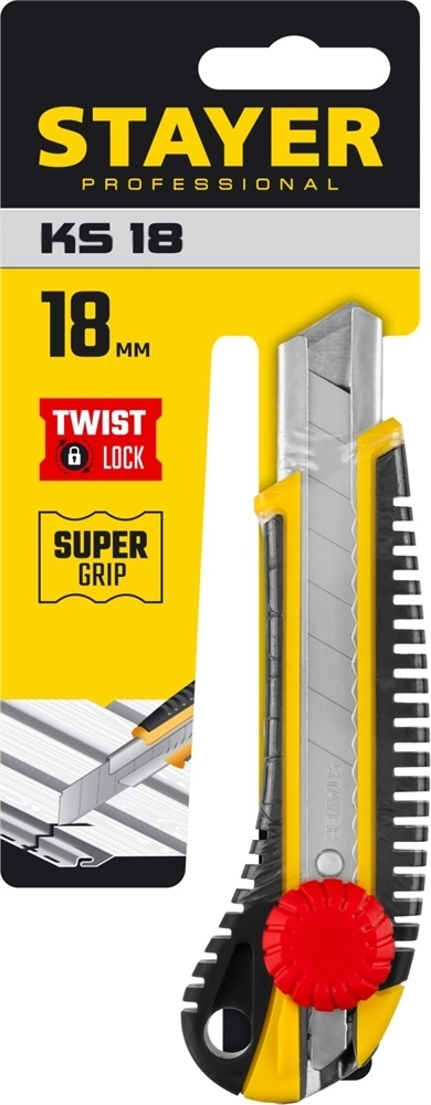 STAYER  KS-18, 18 мм, нож с винтовым фиксатором, Professional (09161) 09161_z01