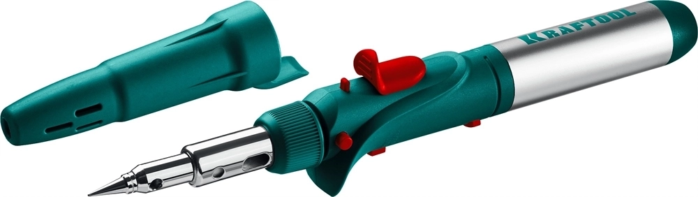 KRAFTOOL  SolderGas, 120 K, 30 - 120 Вт, 1300°С, горелка, фен, пьезоподжиг, набор 10 в 1, газовый паяльник (55503-H10) 55503-H10
