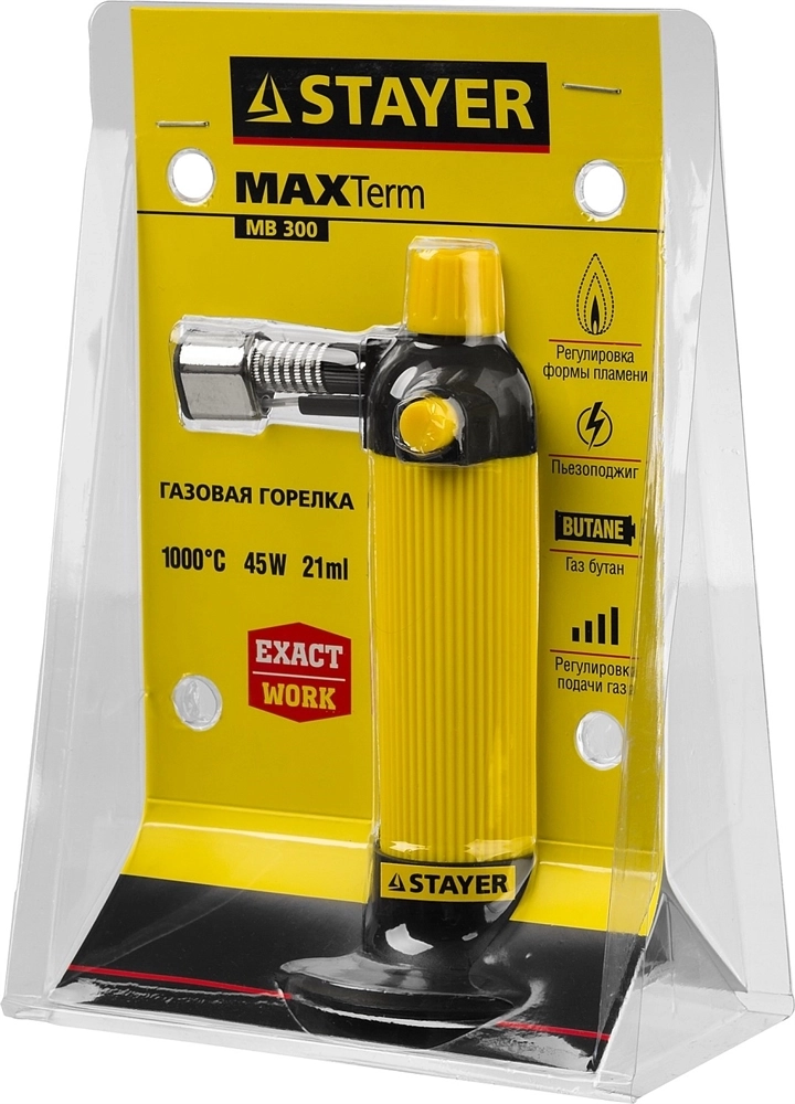 STAYER  MaxTerm, MB 300, 1200°С, автономная газовая горелка с пьезоподжигом (55570) 55570