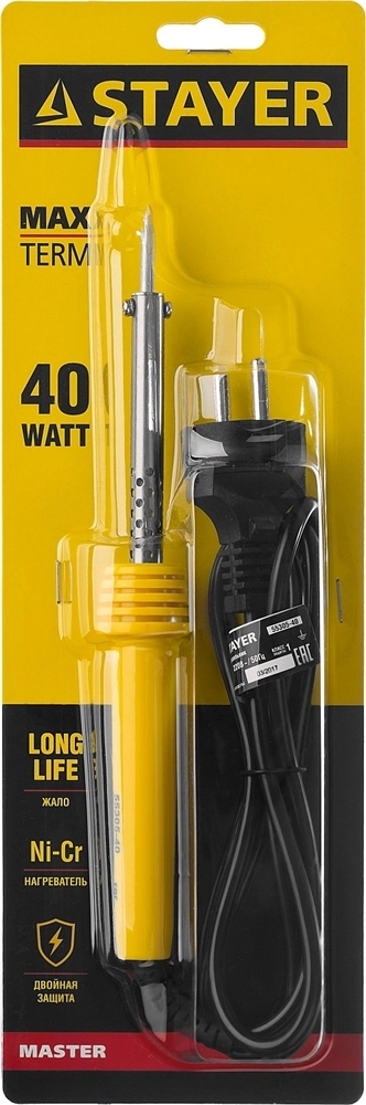 STAYER  MAXTerm, 40 Вт, конус, электропаяльник с пластиковой рукояткой (55305-40) 55305-40