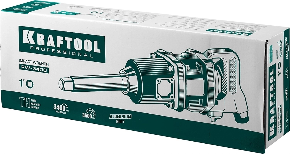 KRAFTOOL  PW-3400, 1″, 3400 Н·м, ударный пневматический гайковерт (64200) 64200