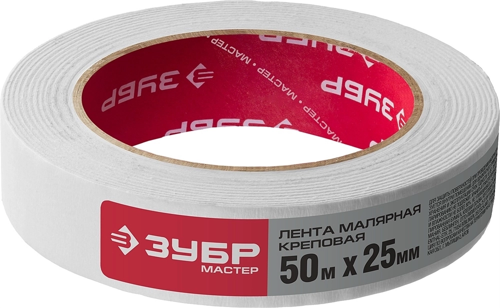 ЗУБР  25мм х 50 м, креповый, малярный скотч (12115-25) 12115-25
