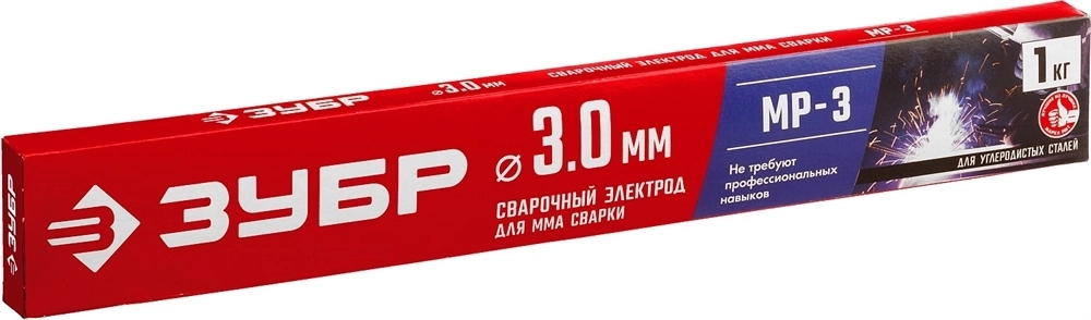 ЗУБР  Д 3.0 х 350 мм, 1 кг в коробке, МР-3 рутиловый, электрод сварочный (40011-3.0) 40011-3.0