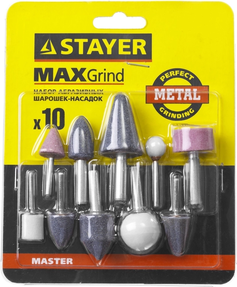 STAYER  10 предм., хвостовик d 3.2 / 6.0 мм, набор абразивных минишарошек-насадок (2989-H10) 2989-H10