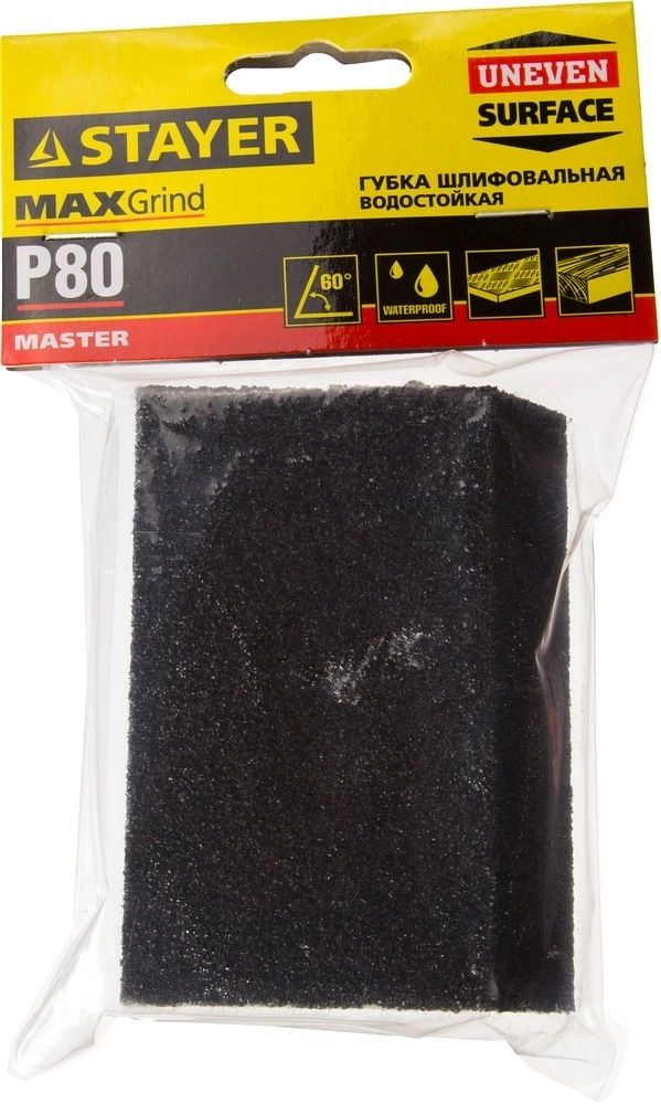 STAYER  P80, 100 x 68 x 42 x 26 мм, водостойкая, четырехсторонняя угловая шлифовальная губка (3561-080) 3561-080