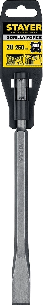 STAYER  Gorilla Force, 20 х 250 мм, SDS-Plus, плоское зубило, Professional (29351-00-250) 29352-20-250_z02