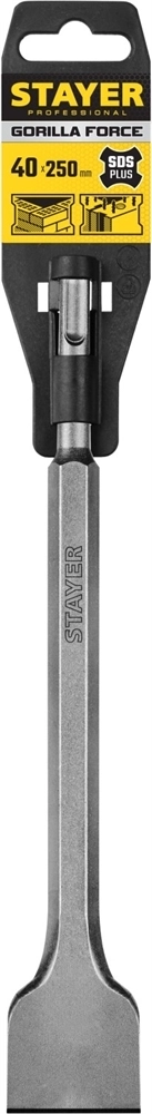STAYER  Gorilla Force, 40 х 250 мм, SDS-Plus, плоское зубило, Professional (29351-00-250) 29353-40-250_z02